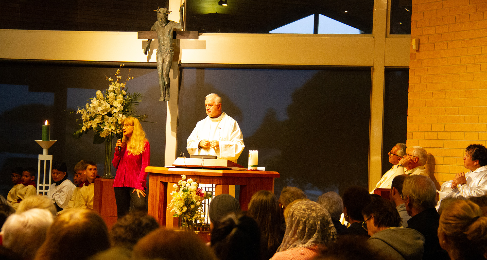 Fr Rozo praying before the Blessed Sacrament